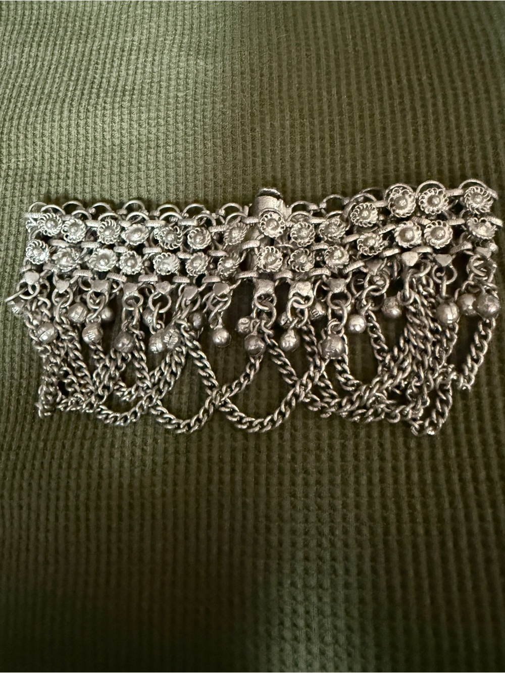 Silver-Tone Dangle Fringe Statement Bracelet